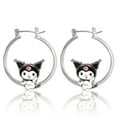 thumbnail image 3 of Sanrio Hello Kitty and Friends Womens Fashion Hoop Earrings - Kuromi, Officially Licensed, 3 of 4