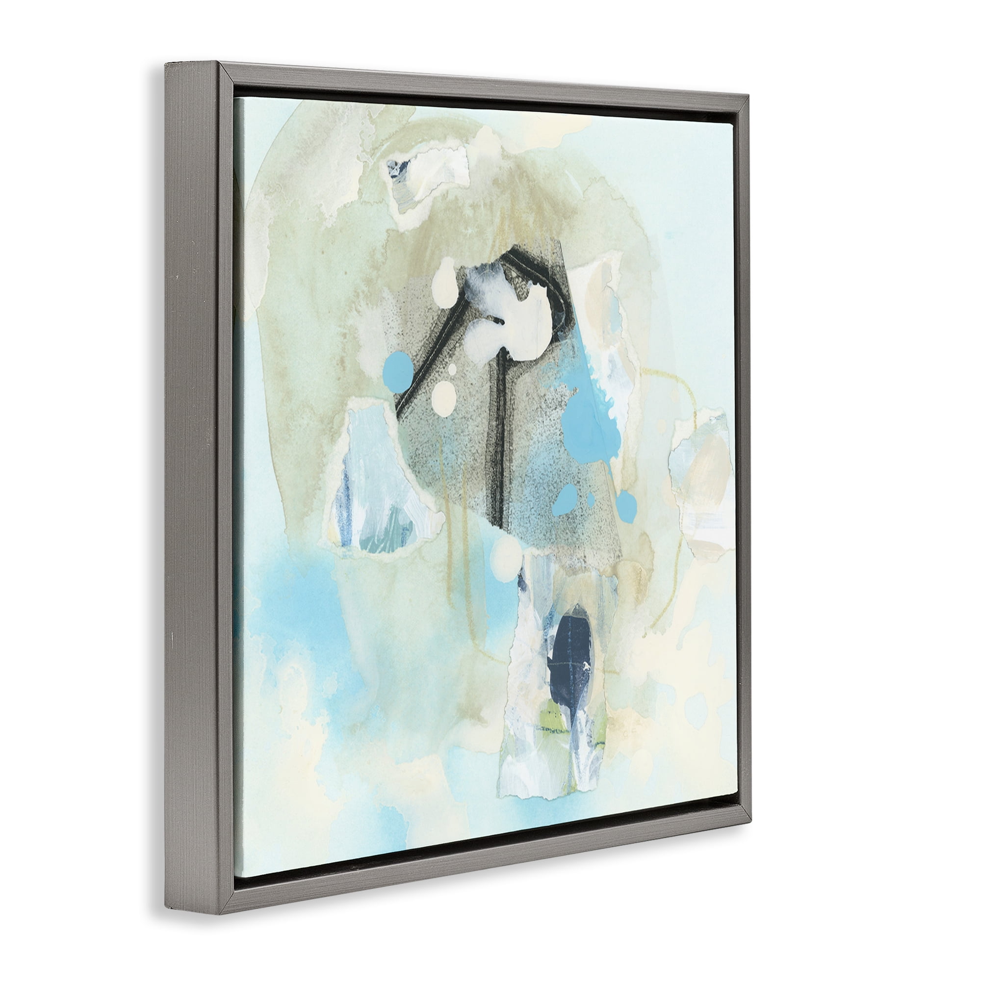 Stupell Industries Soft Blue Complex Abstraction Abstract Painting Gray Floater Framed Canvas Art Print Wall Art, 25 x 25