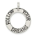 thumbnail image 3 of 925 Sterling Silver Follow Your Dreams Circle Charm Pendant, 3 of 5