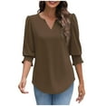 thumbnail image 7 of 3/4 Sleeve Shirts for Women Basic Fall Clothes Fashion Loose Comfort Winter Clothing Outdoor Pullover V-Neck Casual Outfits 2025, 7 of 7
