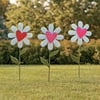 Heart-Shaped Flower Yard Signs, Home Decor, Valentine's Day, 3 Pieces