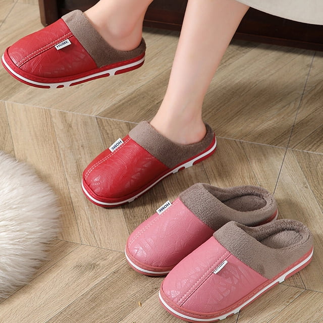 1 Paire Chaussures d'Intérieur Chaussures en Coton Hiver Chaudes Pantoufle d'Intérieur Chauffe-Pieds Lavable Coupe-Vent Conception Épaissie Fournitures pour la Maison Pantoufles d'Intérieur Rouge 36-37