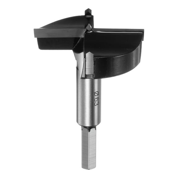 Uxcell Forstner Drill Bit for Woodworking, 2-1/2in (63mm) Carbide Tip Round Shank Hinge Cutter for Wood Hole Drilling Opener