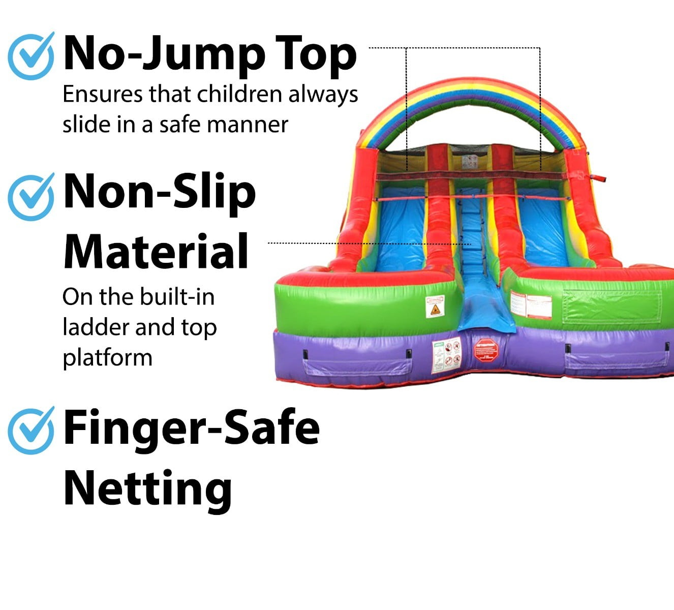 TentandTable Commercial Inflatable Water Slide, Rainbow Dual Lane with Blower, 13'