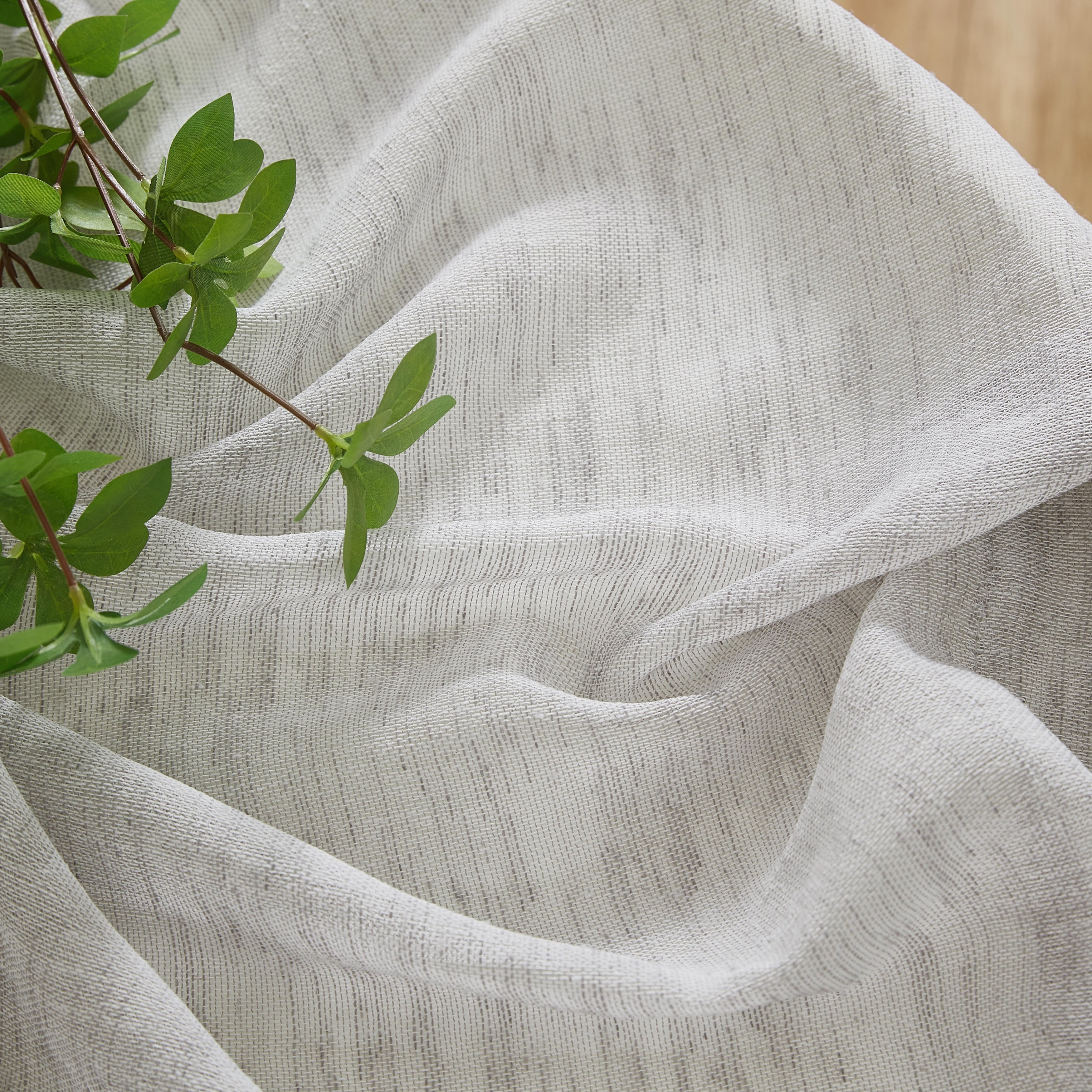 THD Zoey Faux Linen Textured Semi Sheer Window Rod Pocket Thick Curtains Drapery Panels, 2 Panels