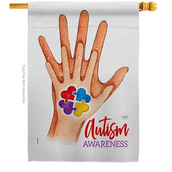 Breeze Decor H115233-BO Asperger Day Support Awareness 28 x 40 in. Double-Sided Decorative Vertical House Flags for Decoration Banner Garden Yard Gift