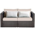 thumbnail image 6 of Pemberly Row 2-piece Rattan Patio Corner Sofa Set with Beige Cushion in Brown, 6 of 11