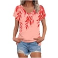thumbnail image 3 of NSLGXD Women's T-shrits Trendy V Neck Short Sleeve Tops Plus Size Graphic Tees Comfy Athletic T Shirts S-3XL Pink Top, 3 of 6