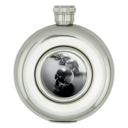 

Metal Skulls Skeletons Round Stainless Steel 5oz Hip Drink Flask