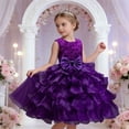 thumbnail image 2 of Miluxas Girls' Dress, Dress Party Flower Dress,Bridesmaid for Wedding,Birthday Party,Photoshoot, Special Occasion Purple 9-10 Years, 2 of 5
