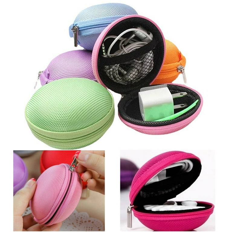 Pcs Round Earphone Carrying Case – Portable Mini Storage Pouch