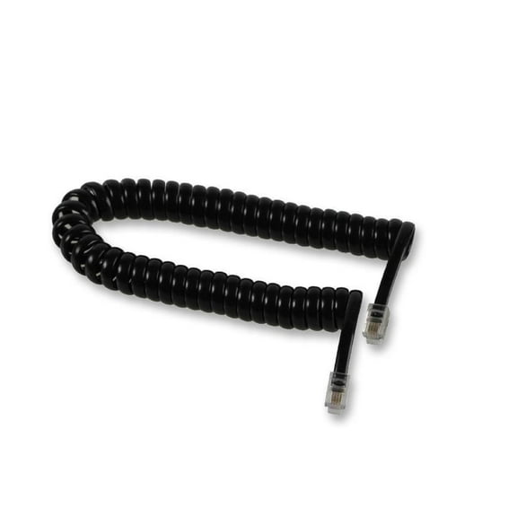 PRO SIGNAL - Black RJ10 Plug to Plug Coiled Telephone Handset Cable - 3m