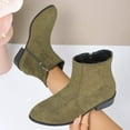 thumbnail image 6 of Mostsola Ankle Boots for Women Low Stacked Heel Booties with Side Zipper Suede Wide Calf Boot, 6 of 8