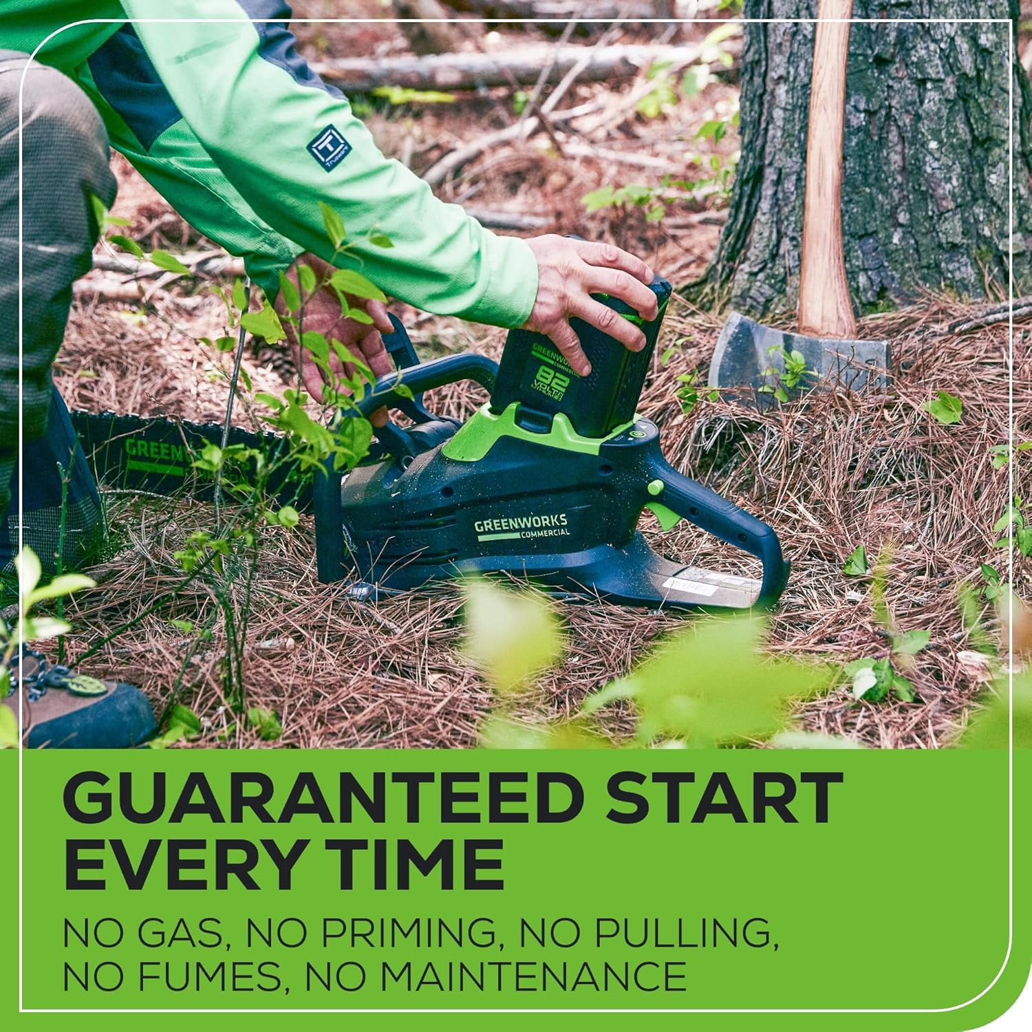 Greenworks Commercial 82V 20" 3.4kW Chainsaw with 4Ah Battery and Dual Port Charger (82CS34-4DP)