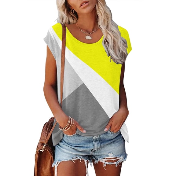 DailyTrove Women's Two-Tone Contrast Short Sleeve Tank - V-Neck Casual Top, Minimalist for Layering & Daily