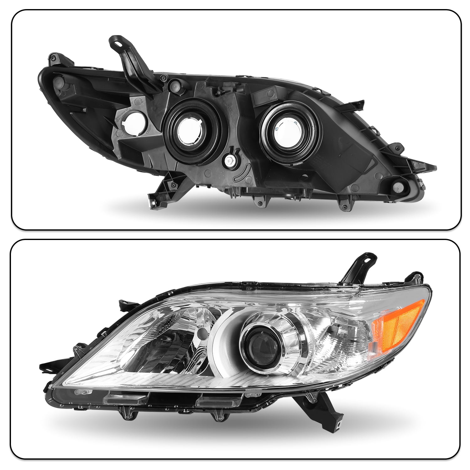 For 2011-2020 Toyota Sienna 4Dr Projector Halogen Headlights Assembly Left+Right