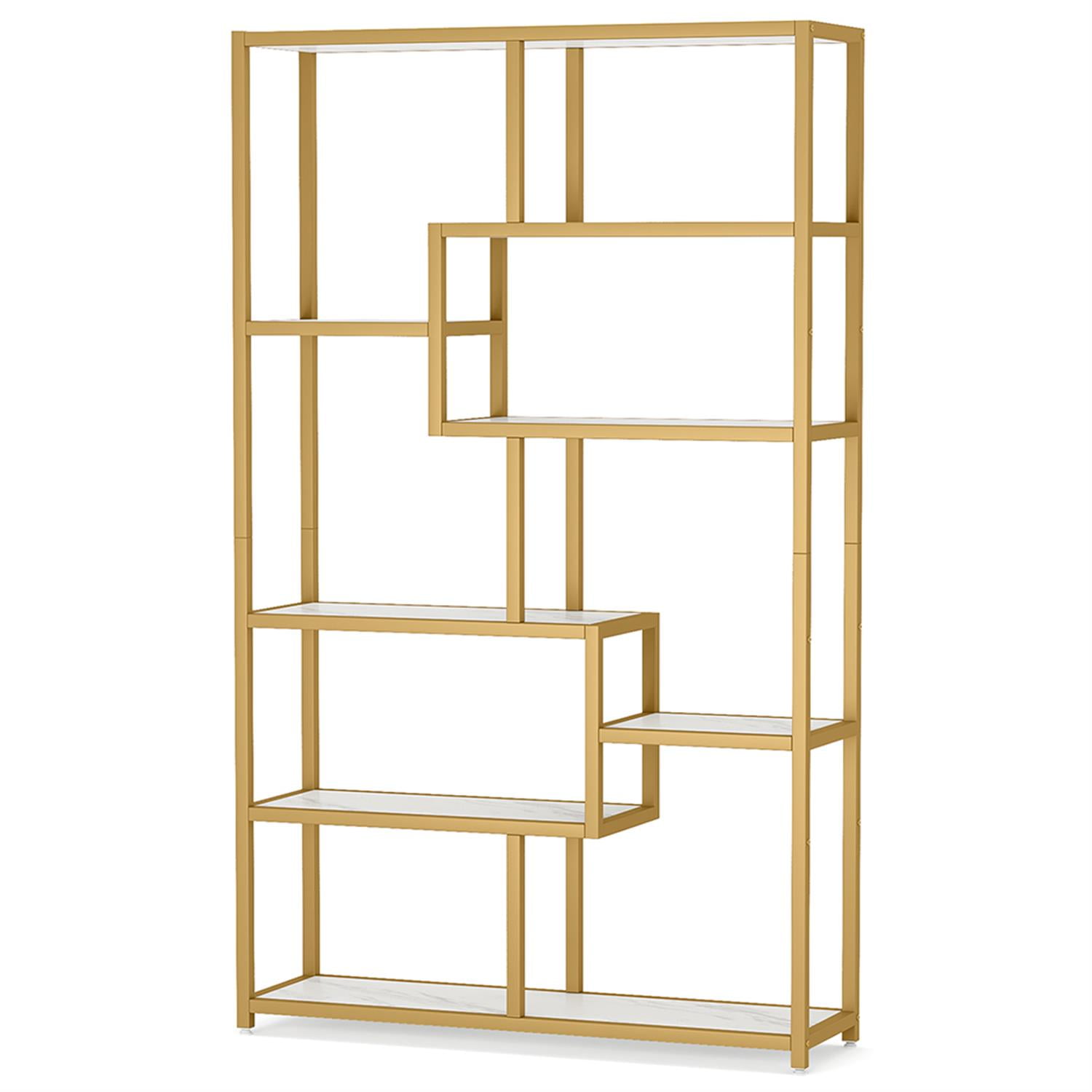 Demi Bonn 70" Modern Bookshelf, 8-Open Shelf Etagere Bookcase Storage Organizer for Bedroom, Living Room, Golden