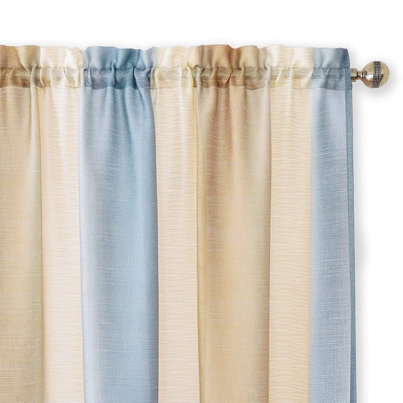 Kate Aurora 2 Pack Rainbow Striped Semi Sheer Linen Window Curtains - Assorted Colors