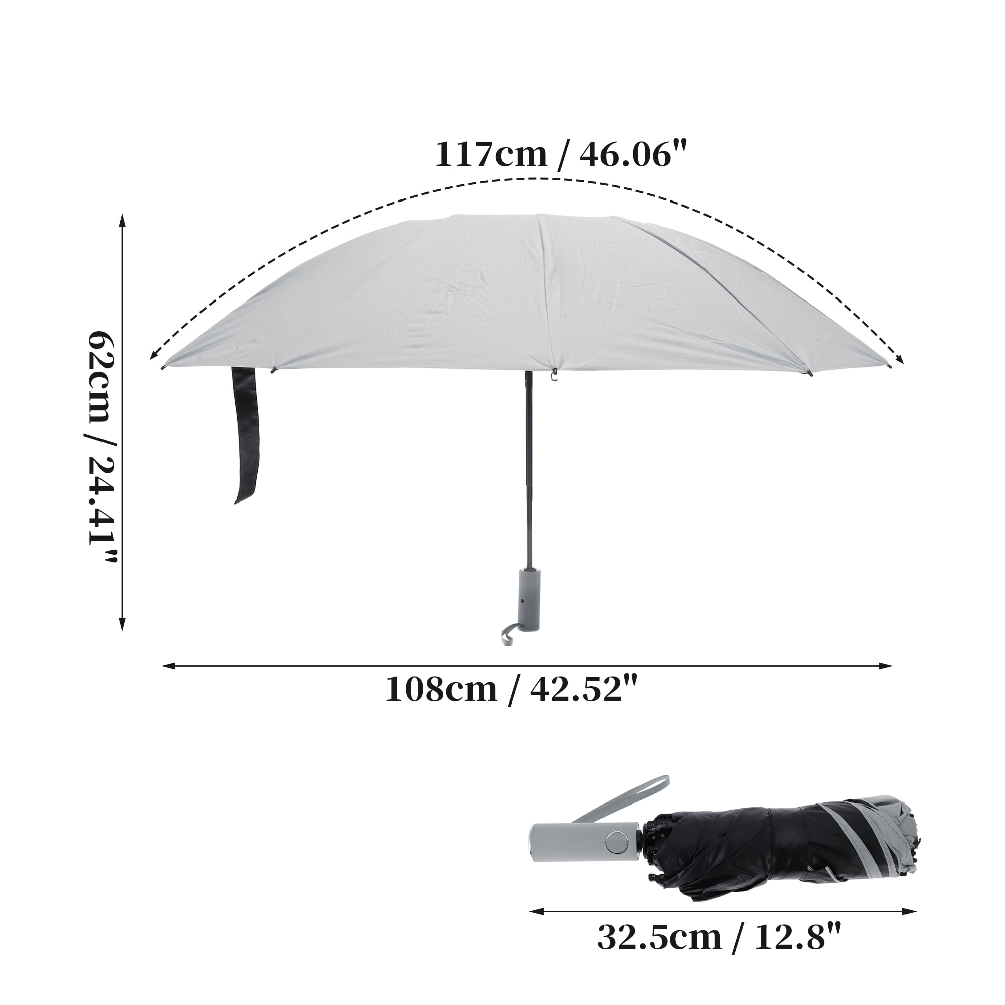 Unique Bargains Portable Windproof Folding Inverted Umbrella Light Gray