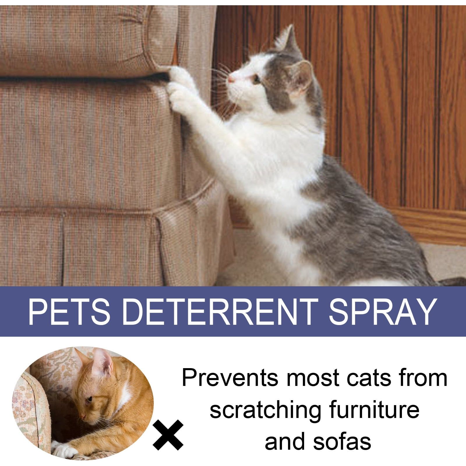 Alvantor Cat Scratch Deterrent Spray, Natural Peppermint Repellent, Anti Scratch Protector for Furniture