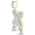 thumbnail image 2 of 10kt Yellow Gold Mens Round Diamond X Drip Letter Charm Pendant 5/8 Cttw, 2 of 2