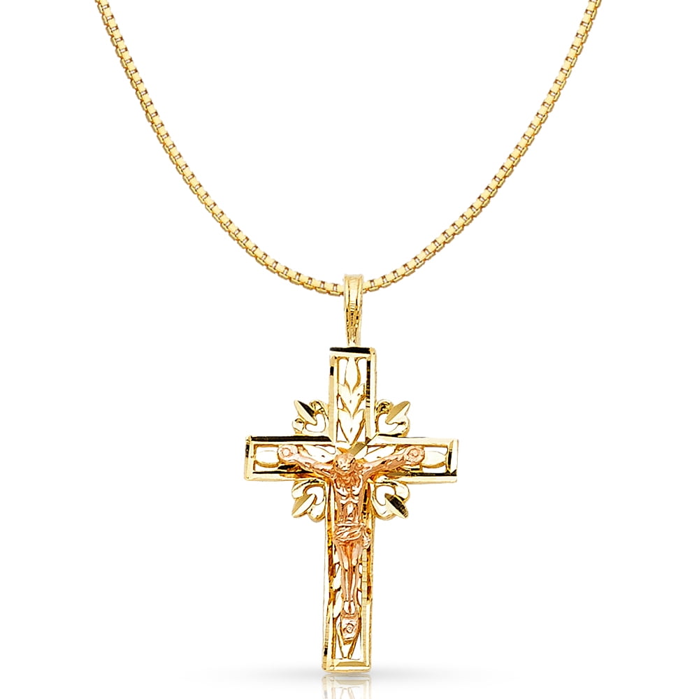 Details about   14K Two Tone Gold Religious Crucifix Charm Pendant For Necklace or Chain 