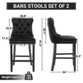 thumbnail image 6 of Bar Stools Set of 2, LegaHome Velvet Bar Stool with Back, Solid Wood Frame & Nailhead Trim, Counter Height Bar Chiar Button Tufted Upholstered Seat, Full Back Bar Stools, Black, 6 of 8