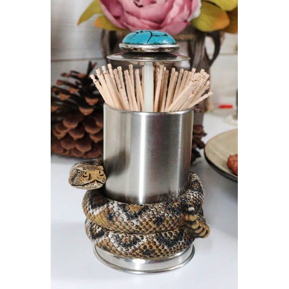 Diamondback Rattlesnake Coiling Around Toothpick Holder Spring Barrel Holder