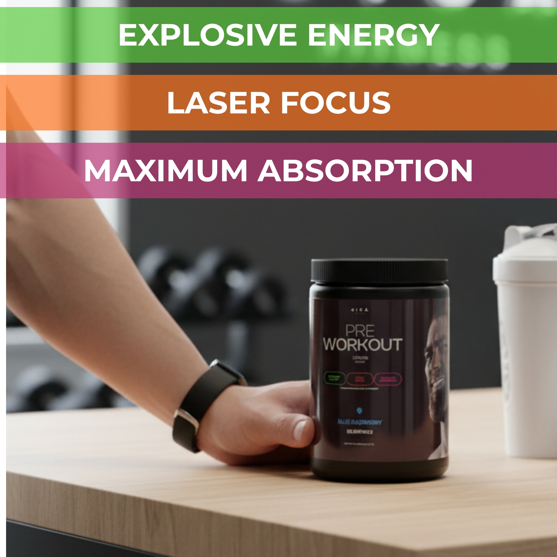 Giga Fitness Pre-Workout Powder, Energy & Focus with Alpha GPC, Blue Raspberry, 30 Servings