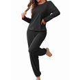 thumbnail image 1 of Conjunto de Pijama de 2 Piezas para Mujer, Camiseta y Pantalón Lisos, Suave y Elástico. Negro S, 1 of 9