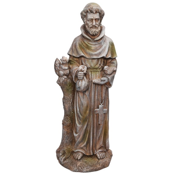 Alpine Corporation 31"H Old World St. Francis Statue for Garden & Lawn