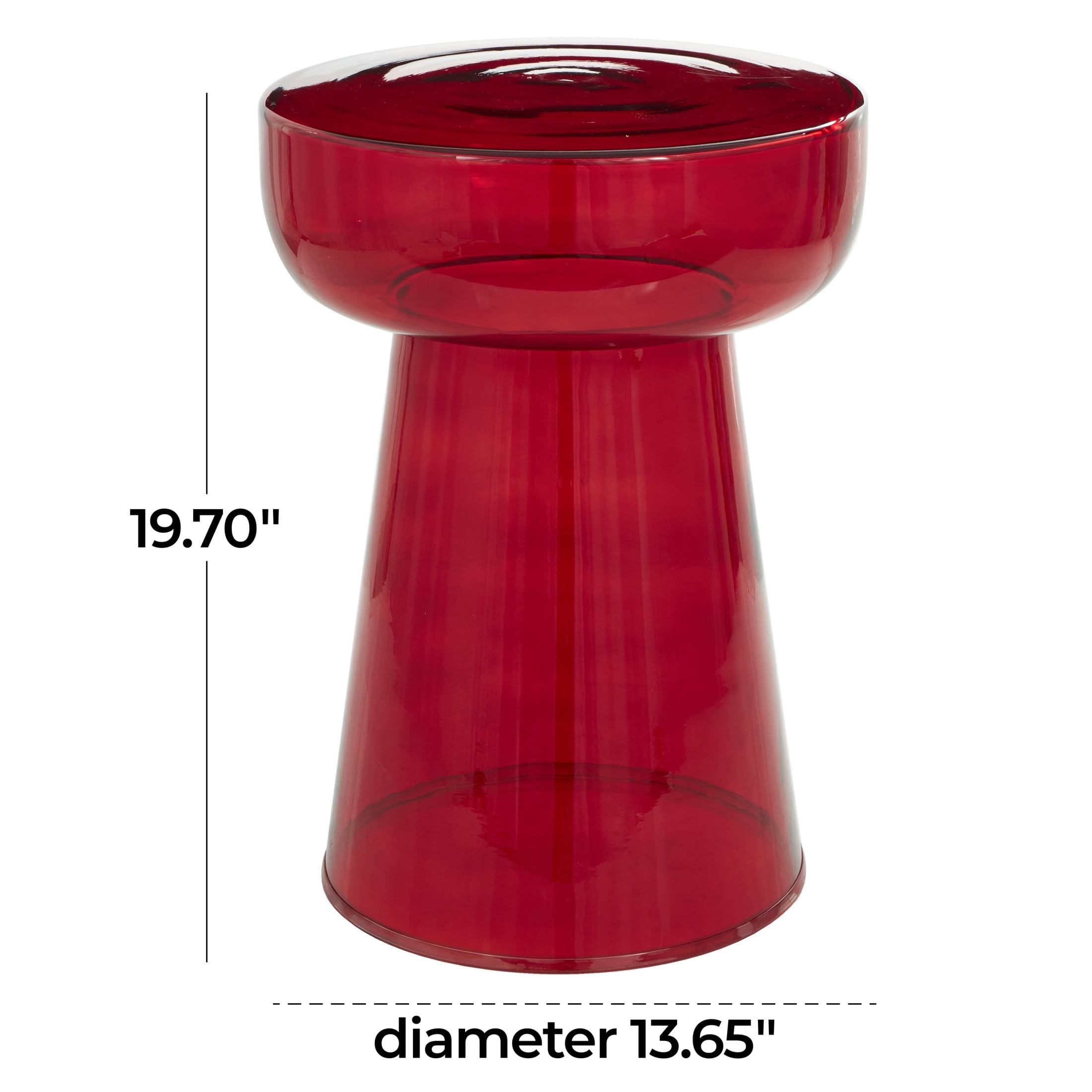 DecMode 14" x 20" Red Glass Modern Accent Table, 1-Piece