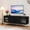Black, variant on HLR 63" TV Stand for 75 Inch TV, Mid Century Entertainment Center with Storage, Fluted Glass Doors, Green