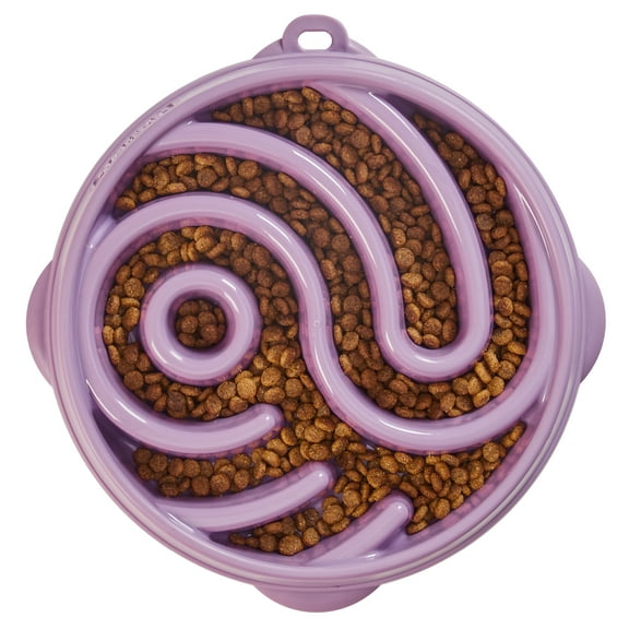 Outward Hound Fun Feeder Slo Bowl Yin Yang, Large, Purple