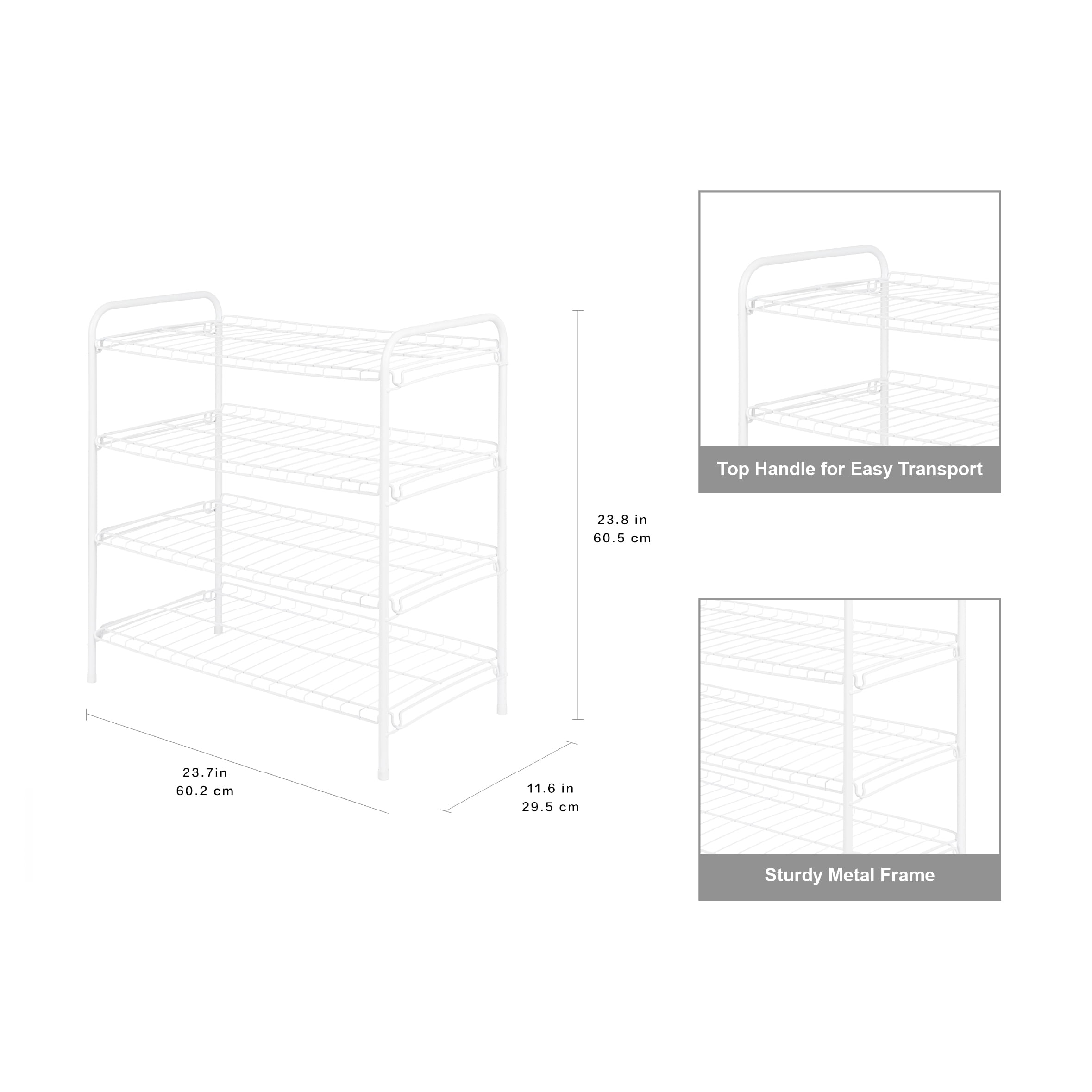 (2 pack) Mainstays Steel Wire Shoe Organizer, 4-Tiers, 12 Shoe Pair Capacity, Durable Shoe Rack, White