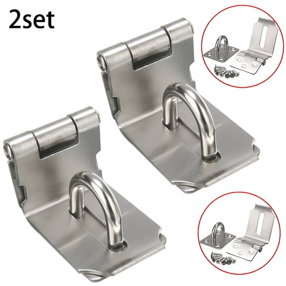 ZHZFKQ 2pcs 90° Stainless Steel Safety Padlock Hasp Latch Brushed Silver