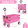 thumbnail image 3 of Yacona Wagons Carts Foldable, 450 lb Capacity Folding Wagon Cart with Wheels for Camping, Garden, Shopping, Pink, 3 of 10