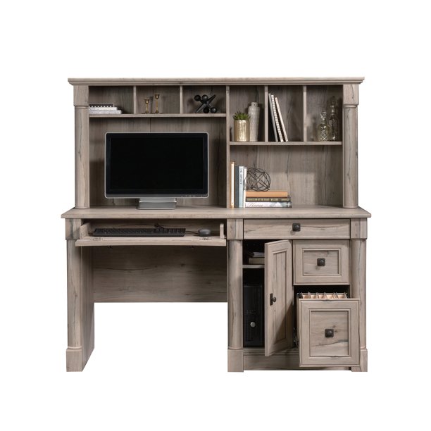 Sauder Palladia Computer Desk With Hutch, Split Oak Finish