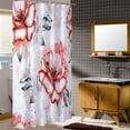 thumbnail image 6 of Stall 36"x72" Red Flowers and Grey Leaves Shower Curtain Set with Hooks,Watercolor Rose Floral Bathroom Curtain,Modern Minimalist Waterproof Bath Curtains for Bathroom Decor, 6 of 6