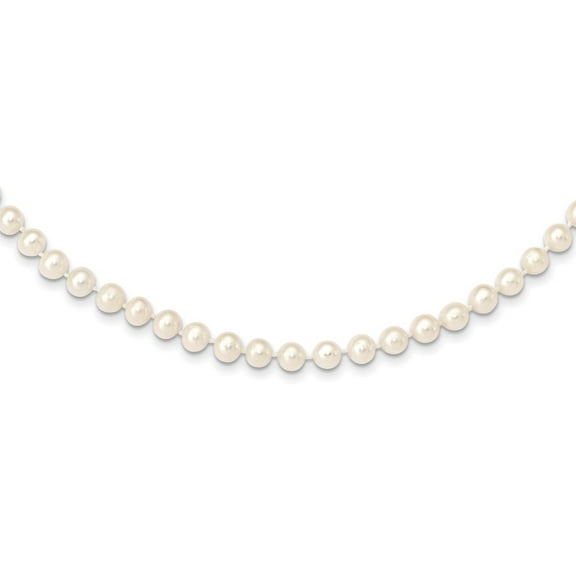14K Yellow Gold Pearl Chain Necklace 6-7 mm White Near Round Freshwater Cultured 16 inch 6.5