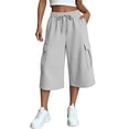 thumbnail image 2 of Noric Women's High Waist Wide Leg Capri Pants Loose Fit Casual Drawstring Multi Pockets Lounge Pants, 2 of 7