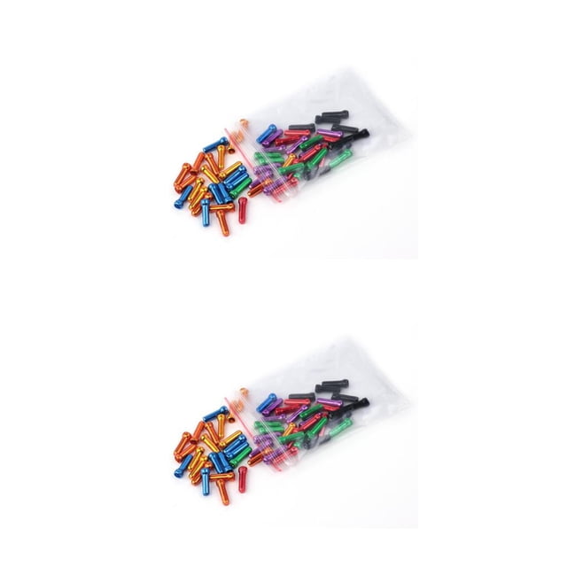 maskred Pack of 50 Brake Wires Aluminum Alloy Tail Caps Replacement Derailleur Shifter Cable Protector Ends Cycling Accessory Mixed Color 2Set