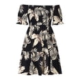 thumbnail image 4 of Vestidos Para Mujer Vestidos Casuales de Moda Delgado Elástico Hombro Con Fugas Pulóver Manga Corta Vestido Estampado Odeerbi  ODB155108, 4 of 9