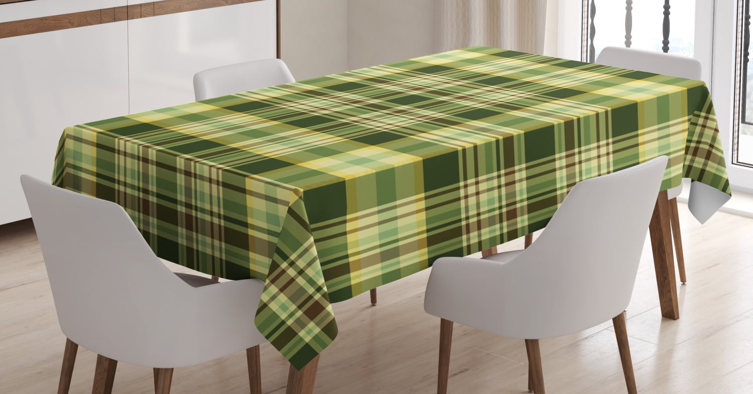Olive Green Tablecloth, Quilt Pattern Traditional Scottish Design