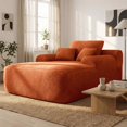 thumbnail image 3 of FFH Plush Chaise Lounge Chair Indoor, Boneless Sleeper Sofa Bed, No Assembly Required, Orange, 3 of 6