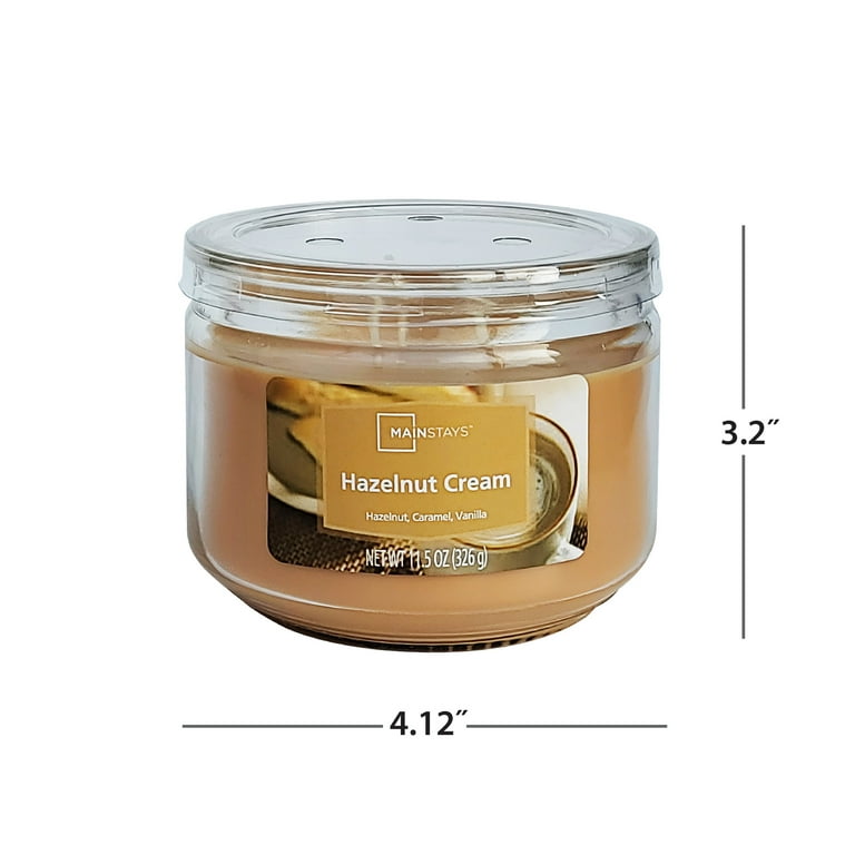Mainstays Hazelnut Cream Scented 3-Wick Glass Jar Candle, 11.5 oz