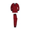 thumbnail image 2 of Costume de Pyjama Parent-Enfant à Carreaux Noir et Rouge, Ensemble Pyjama Familial à Manches Longues, Tenue en Vrac à Col Rond, 2 of 4