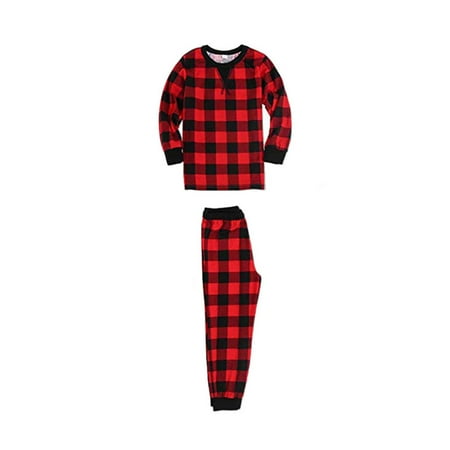 

Christmas Family Matching Pajamas Set Plaid Long Sleeve T-shirt with Pants Outfits