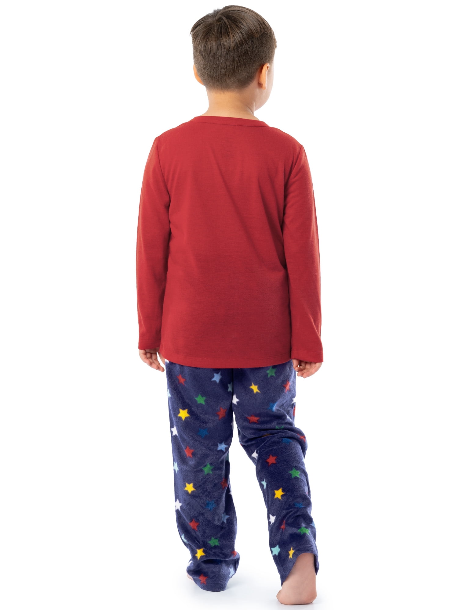 Fruit of the Loom Boy's Long Sleeve Fleece Pajama Set, 2-Piece, Sizes 4-16