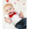 thumbnail image 2 of Noah's Boytique Baby Boys Valentines Day Bodysuit Shirt Outfit with Mustache Heart Suspenders and Red Bow Tie 12-18 Months, 2 of 5